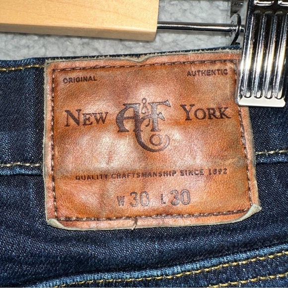 Abercrombie & Fitch Jeans Mens 30x30 Blue Performance Selvedge Straight Stretch - Picture 7 of 14